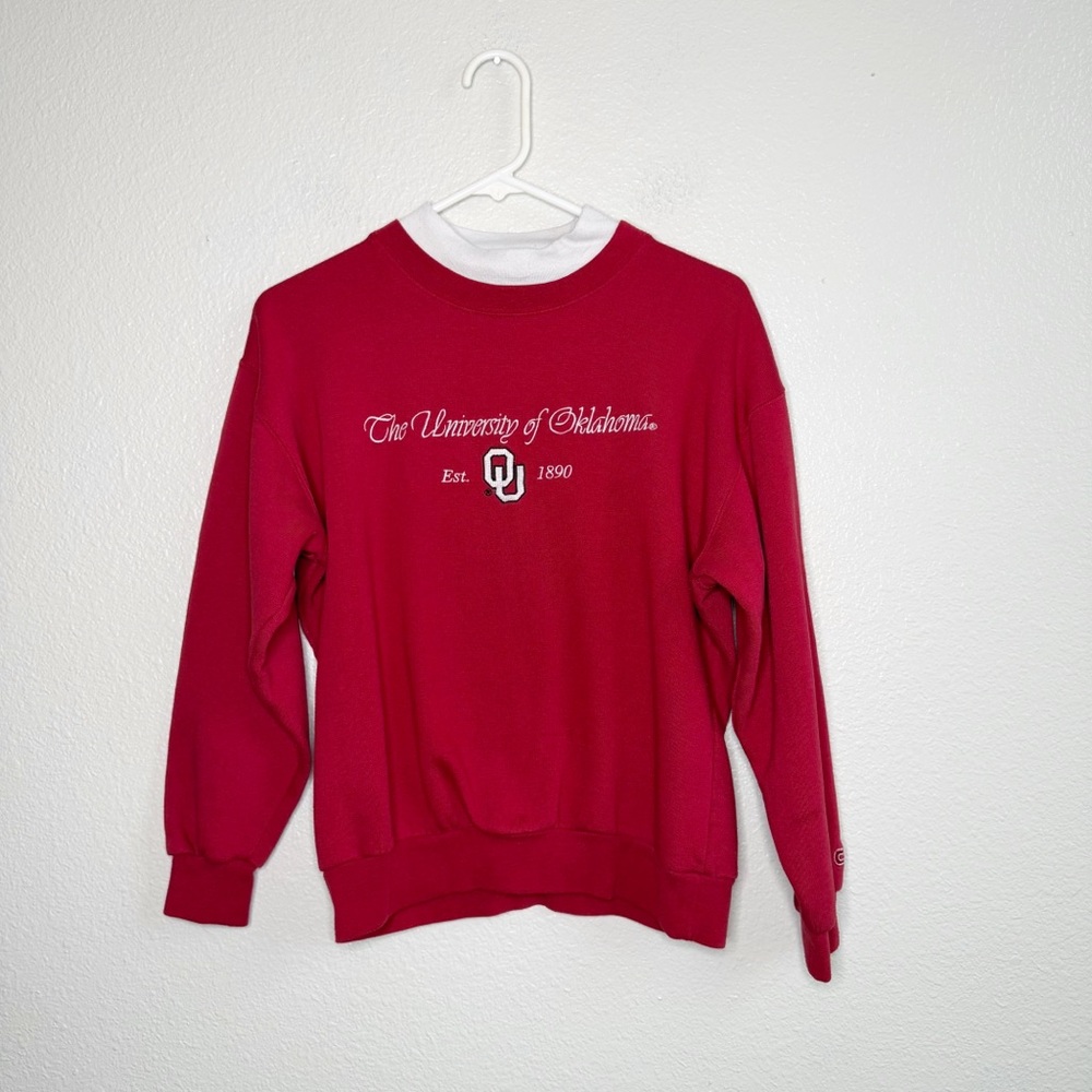 Vintage Colosseum University Of Oklahoma Red Mockneck Sweater Women’s Size Small